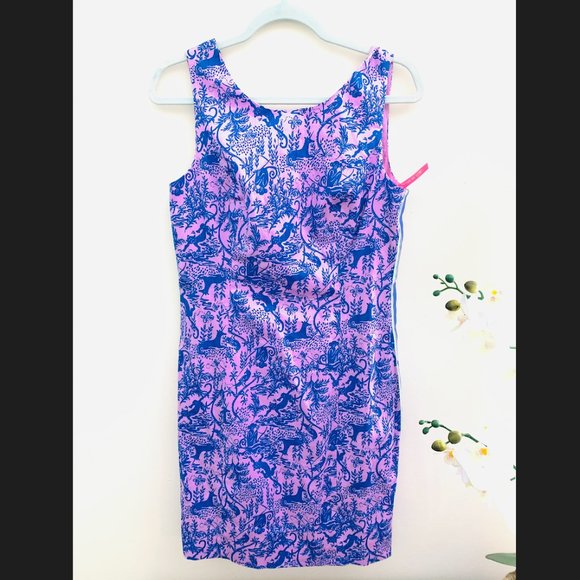 NEW Lilly Pulitzer Mila Stretch Shift Dress Lilac Freesia Safari As I Can See - Picture 3 of 5